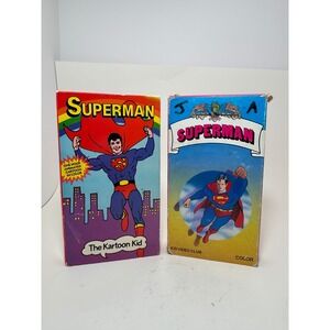 Superman VHS Lot The Kartoon Kid & Vol 1 Vintage Animated Color Cartoons 2 Tapes